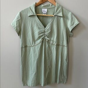 Oh Baby by Motherhood Light Green Ruched Blouse